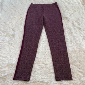Lou Gray Loft Womens Pants Medium Purple Pull On Tuxedo Stripe Leggings 15978